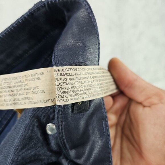 Massimo Dutti Jeans Womens Size 2 Waxed Dark Blue Skinny Fit Low Rise Stretch - Picture 13 of 13